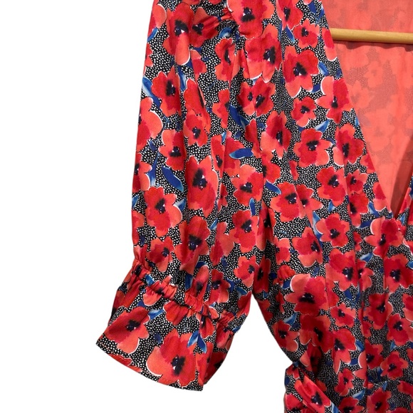 NEW Revolve x House of Harlow Aja Mini Dress Wrap Red Poppy Floral Medium - Picture 8 of 13